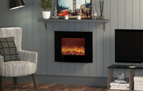 Be Modern Quattro Curved Glass Hang on Wall Electric Fire
